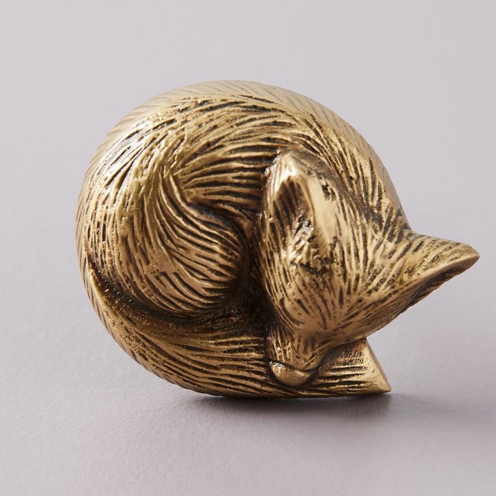 6 Anthropologie Gold Fox drawer pull knobs
